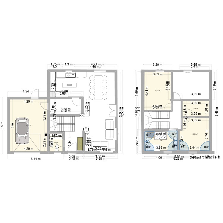 Plan N°1. Plan de 6 pièces et 68 m2