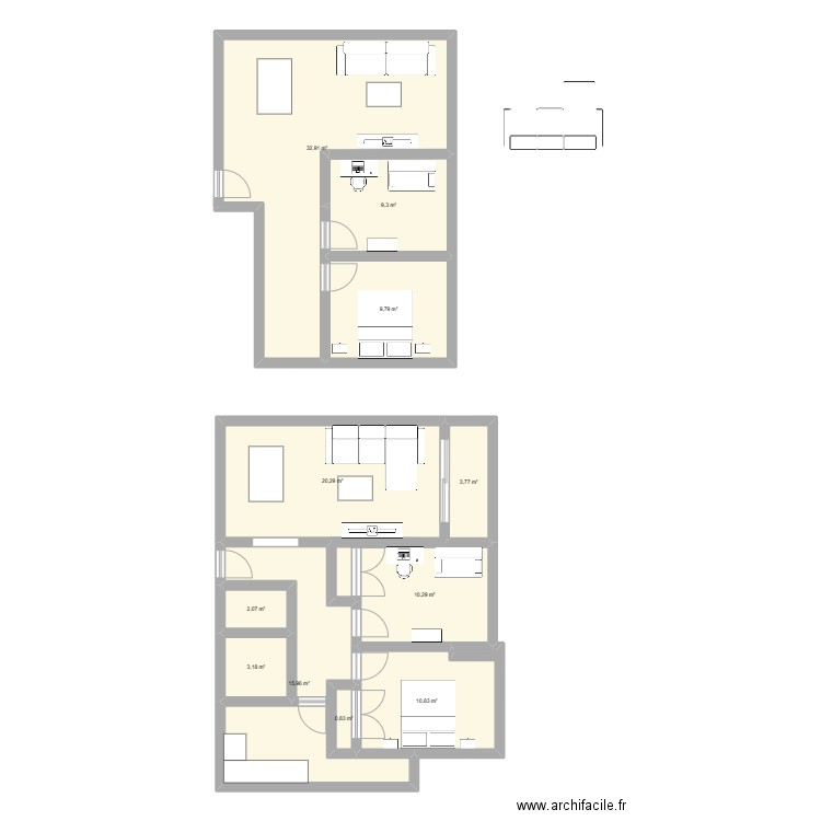 Appartement. Plan de 11 pièces et 119 m2