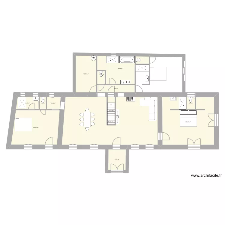 Koller AirBNB. Plan de 13  et 165 m²