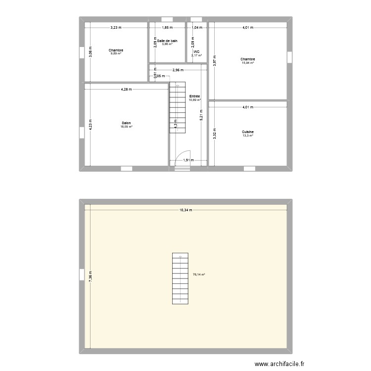GALLET Pierre Jean. Plan de 8 pièces et 150 m2