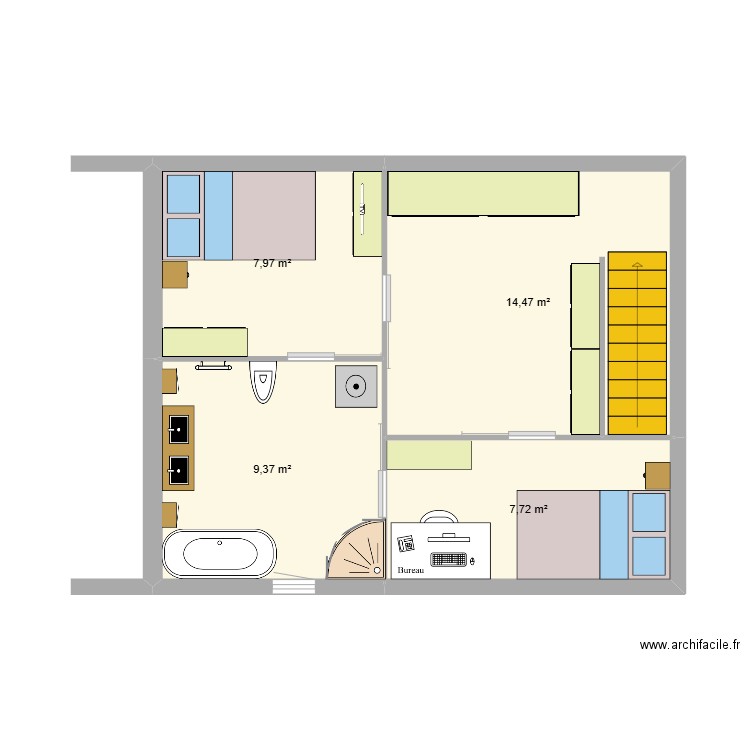 Obergeschos_a. Plan de 4 pièces et 40 m2