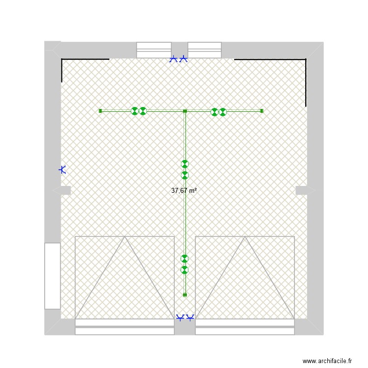 garage Malcorps. Plan de 1 pièce et 38 m2
