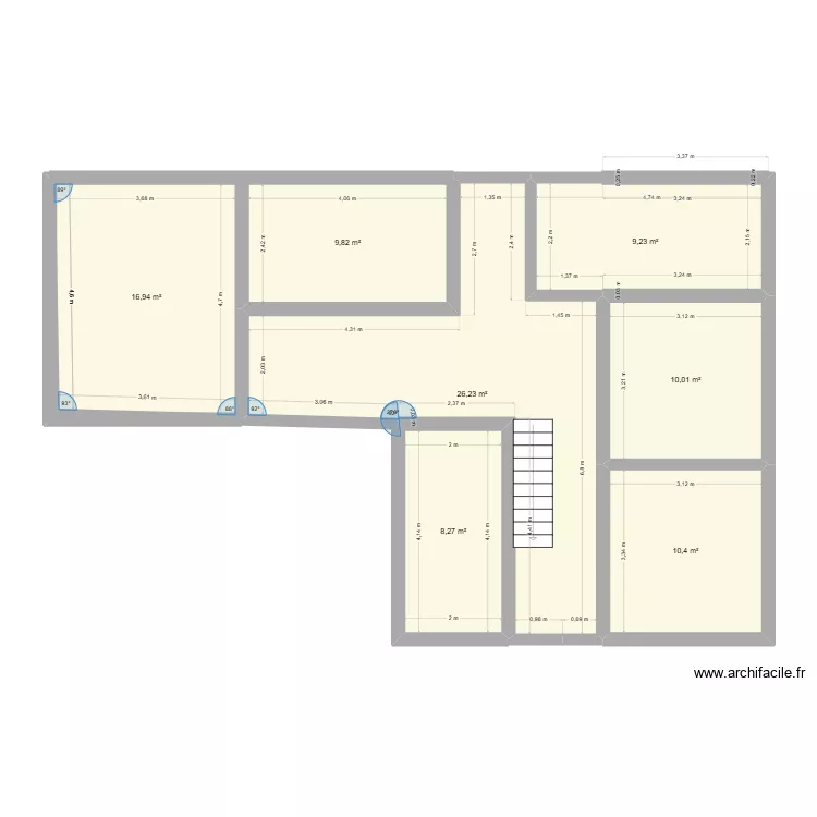 projet 2. Plan de 7  et 91 m²
