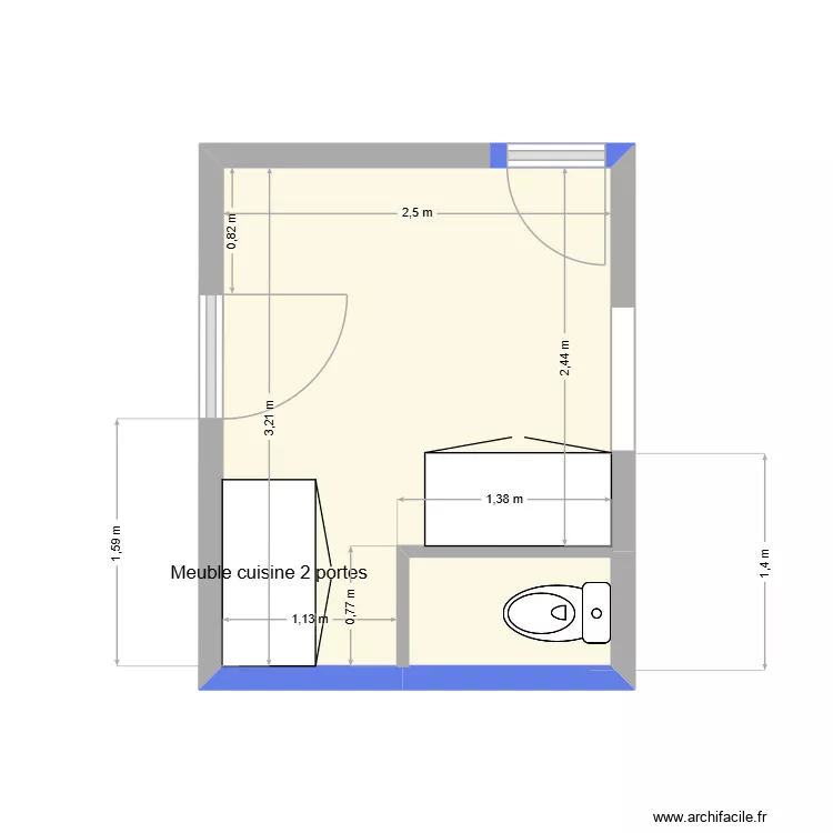 BUANDERIE V1. Plan de 2  et 8 m²