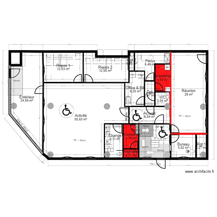 Fontenay Projet JrD ArL Tvx - av CF 030324. Plan de 18 pièces et 183 m2