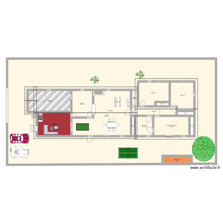 Maison. Plan de 16 pièces et 574 m2