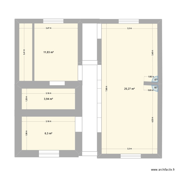 maison ln. Plan de 4 pièces et 47 m2