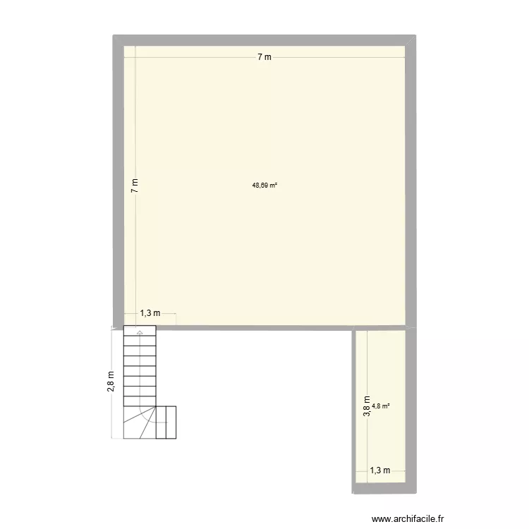 MEZZANINE. Plan de 2  et 53 m²