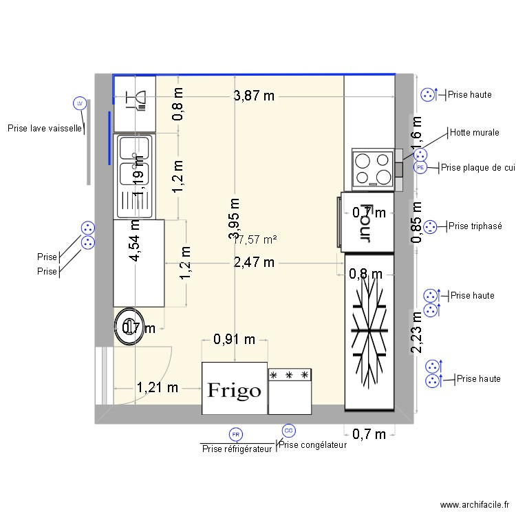 moulin PLAN V2. Plan de 1 pièce et 18 m2