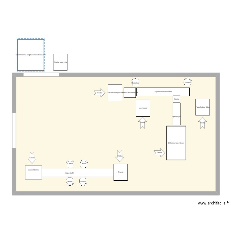 Atelier ALM conditionnement. Plan de 1 pièce et 114 m2