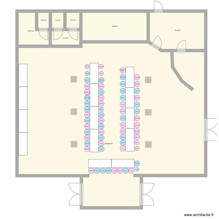 plan de table 5 finish. Plan de 8  et 249 m²