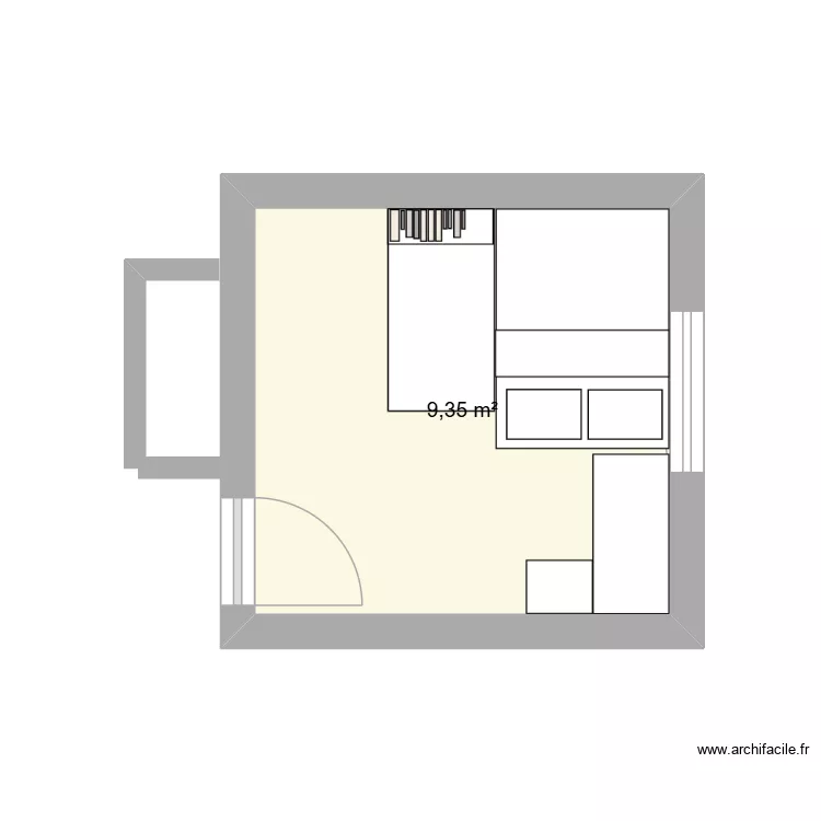 chambre. Plan de 1  et 9 m²