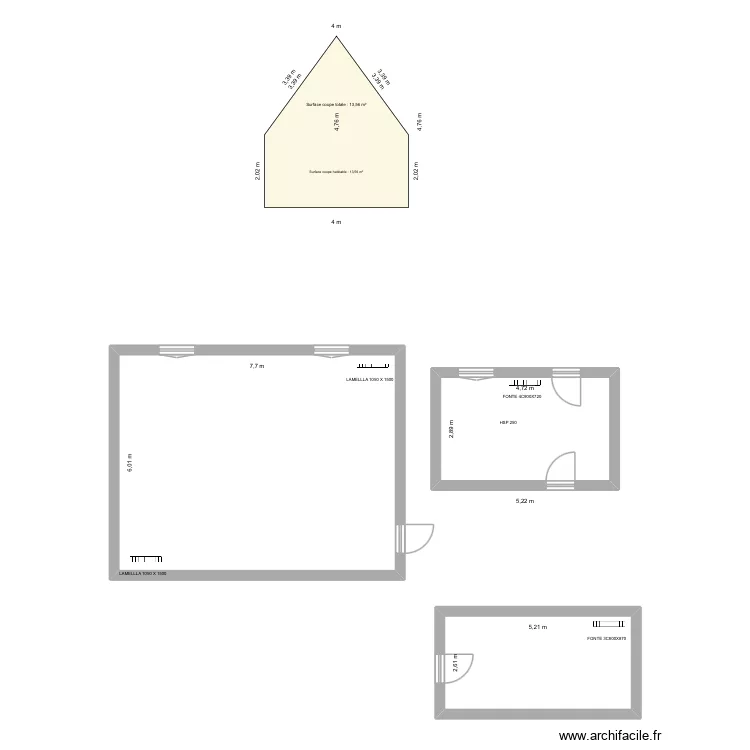 COQUELLIN. Plan de 3  et 74 m²