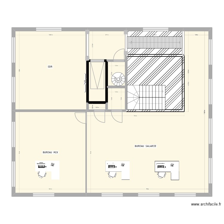 K3_Kerb_Bureaux. Plan de 10 pièces et 164 m2