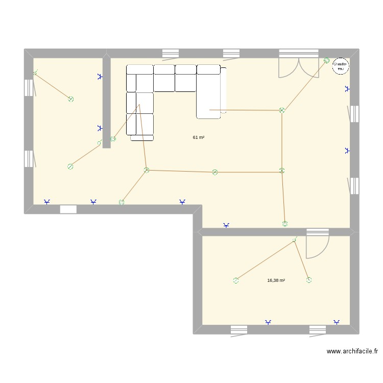 plan projet aaron art a. Plan de 2 pièces et 77 m2
