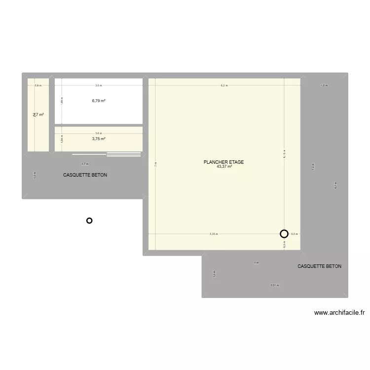 PLANCHER ETAGE. Plan de 6 et 83 m² PLANCHER ETAGE. Plan de 6 et 83 m²