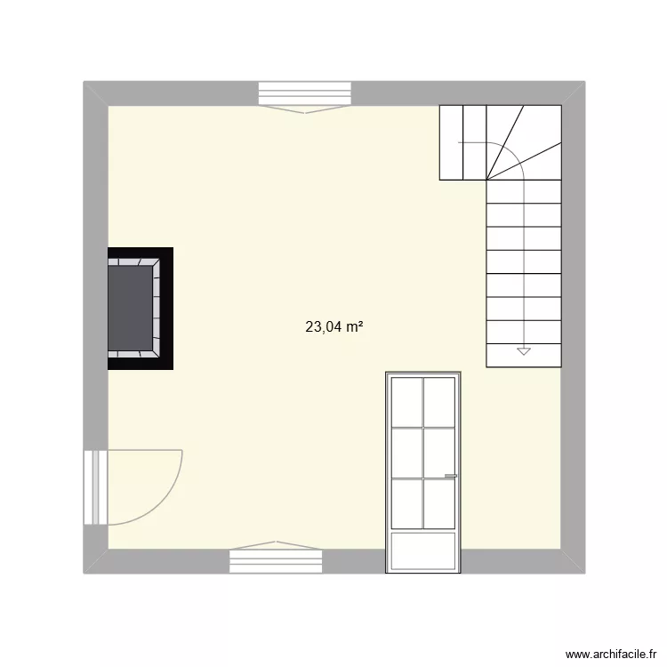 salon. Plan de 1  et 23 m²