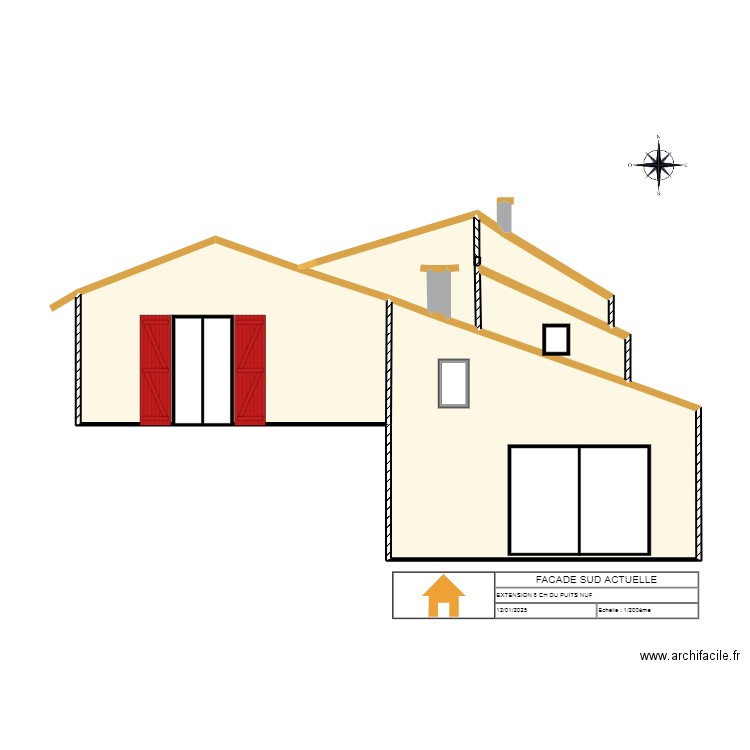 FACADE SUD AVANT TRAVAUX 1. Plan de 5 pièces et 49 m2