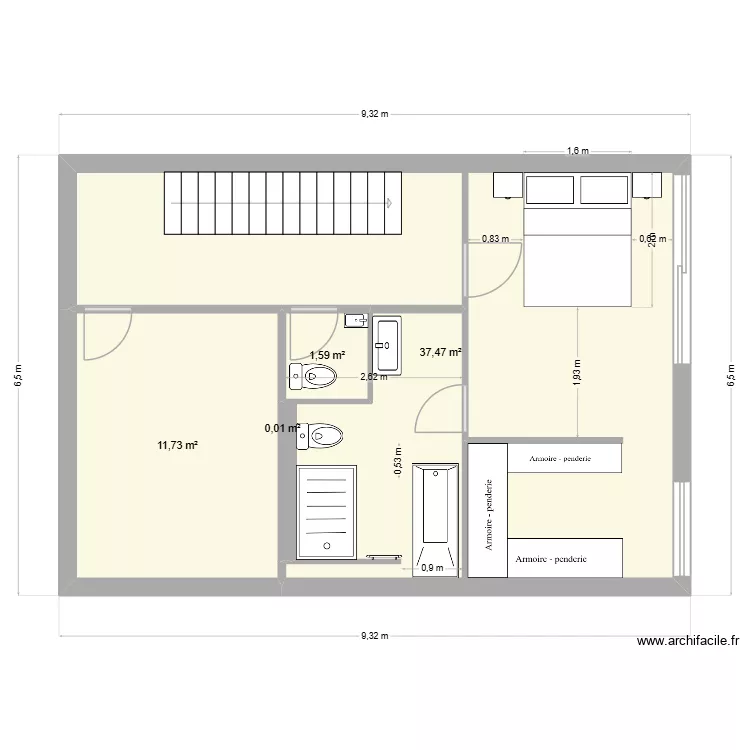Grande salle de bain - 2. Plan de 5 pièces et 51 m²