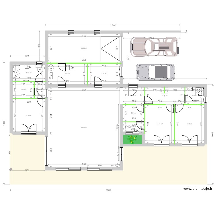 DAVID PLAN . Plan de 17 pièces et 230 m2