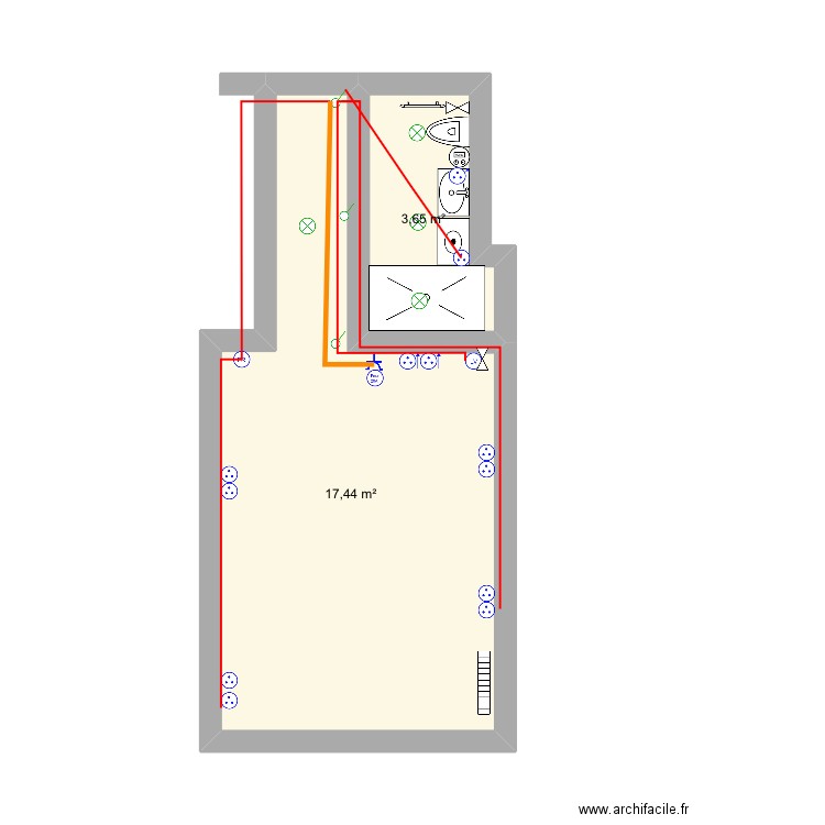 Cadenelle. Plan de 2 pièces et 21 m2