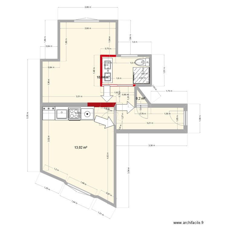 karin projet 2. Plan de 3 pièces et 31 m2