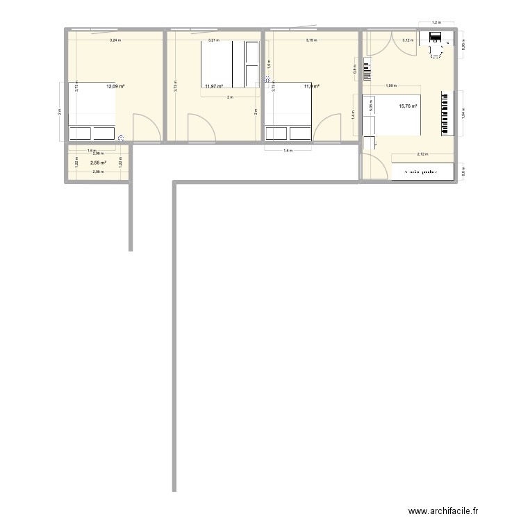 Lausanne - Di Mauro. Plan de 5 pièces et 54 m2