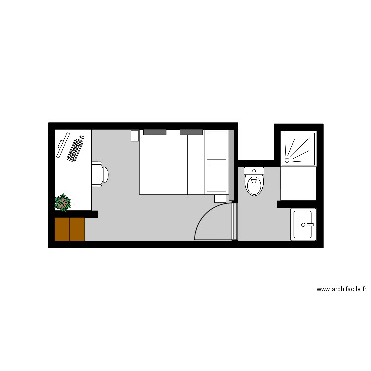 Étage appartement Villefontaine. Plan de 2 pièces et 10 m2