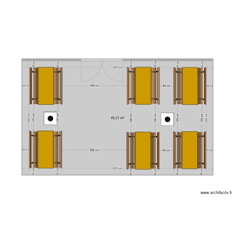 terrasse woko. Plan de 1 pièce et 45 m2