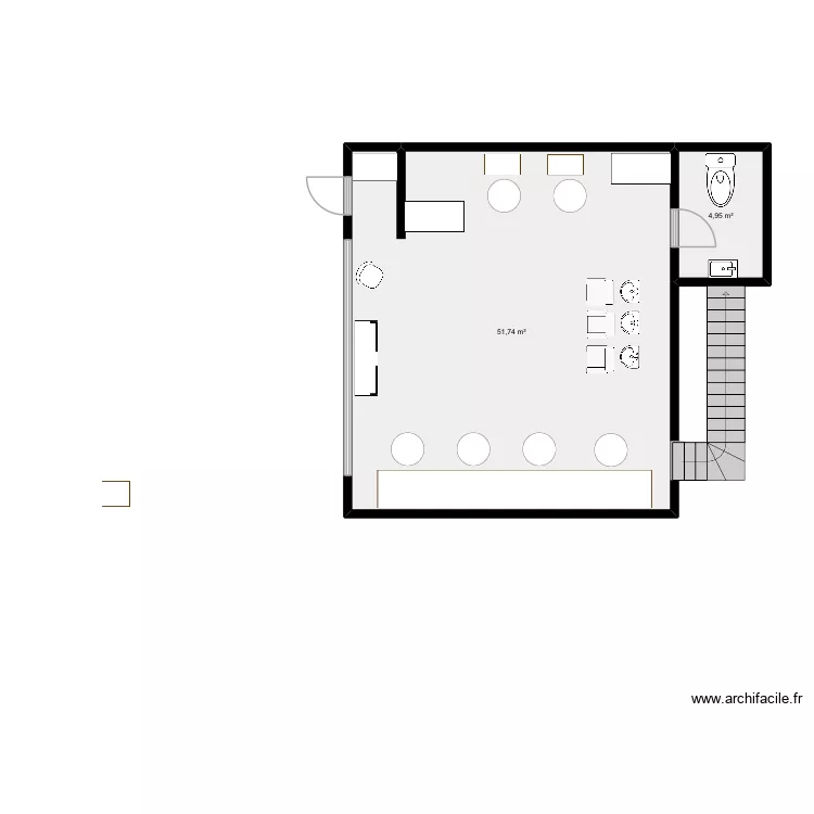 vente. Plan de 2  et 57 m²
