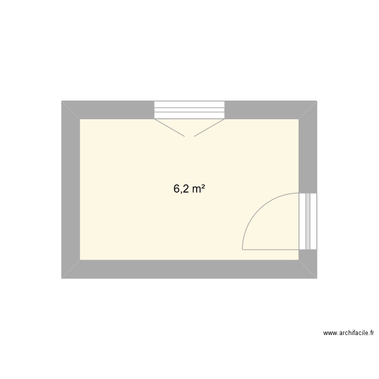 Implantation. Plan de 1 pièce et 6 m2