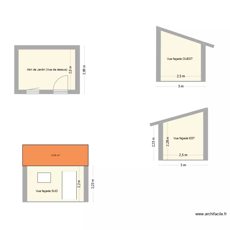 Abri de jardin Les Joumillons. Plan de 5 et 34 m² Abri de jardin Les Joumillons. Plan de 5 et 34 m²