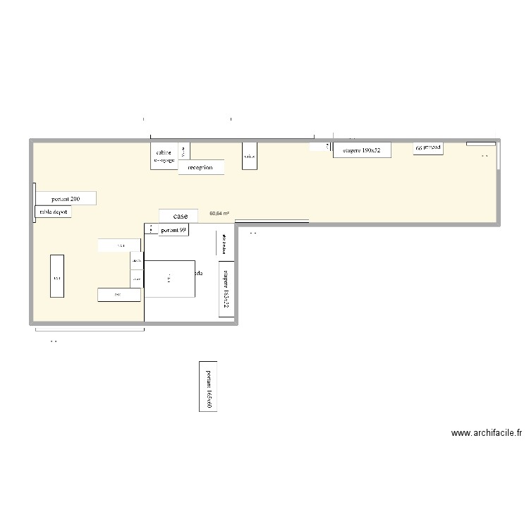 atv1. Plan de 1 pièce et 61 m2
