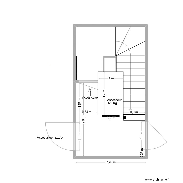 6 Gustave NADAUD implantation. Plan de 1 pièce et 14 m2