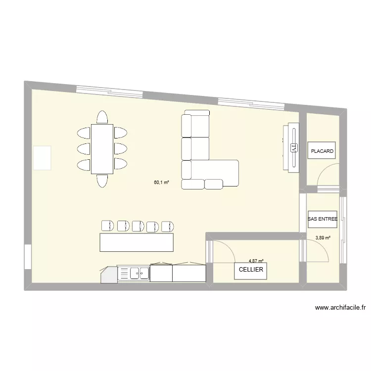 SALON CUISINE. Plan de 