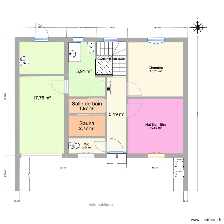 Pornic avec sauna. Plan de 15 pièces et 187 m2