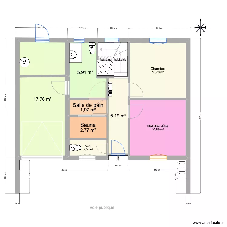 Pornic avec sauna. Plan de Pornic avec sauna. Plan de