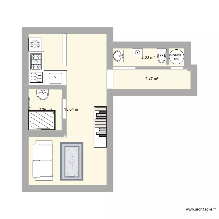 appart. Plan de 4  et 22 m²