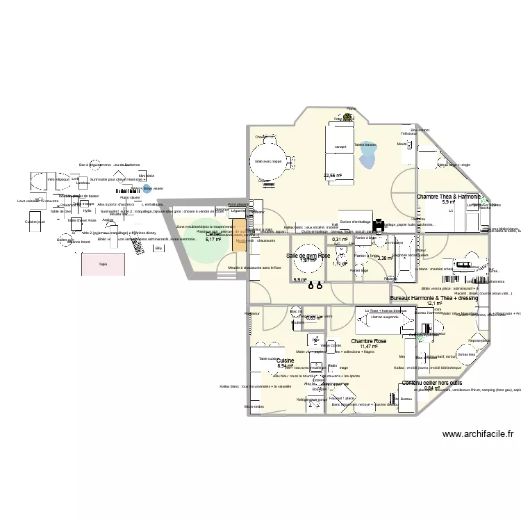 Mon appartemen. Plan de 13  et 80 m²