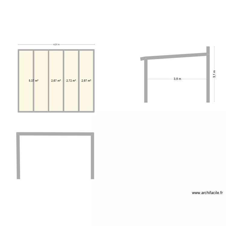 Pergola sud. Plan de 4 Pièces et 13 m² Pergola sud. Plan de 4 Pièces et 13 m²