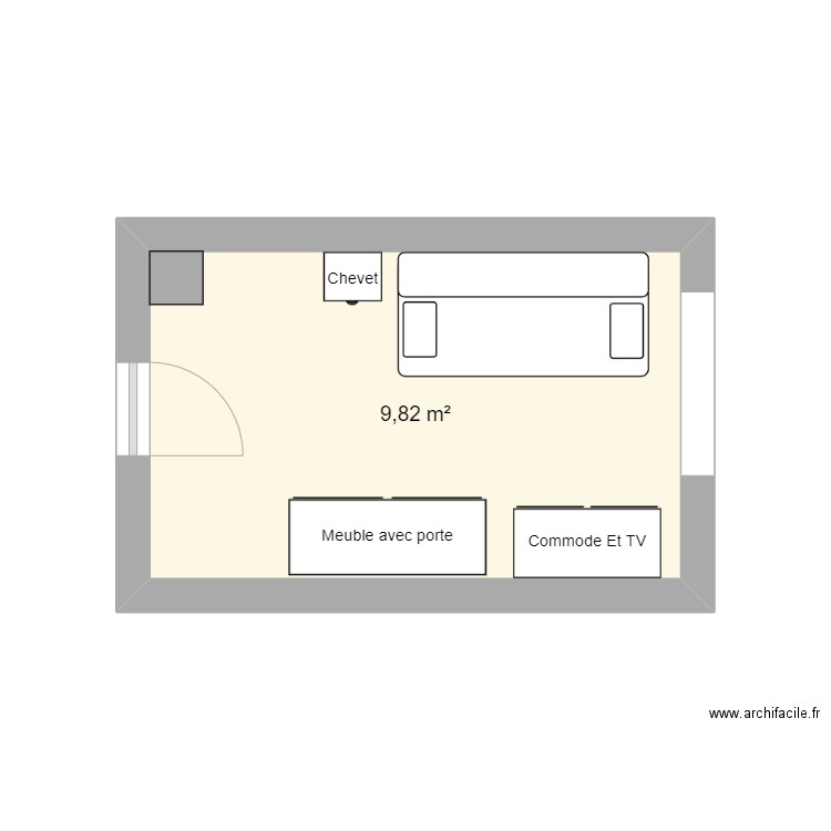 Bureau Actuel. Plan de 1 pièce et 10 m2