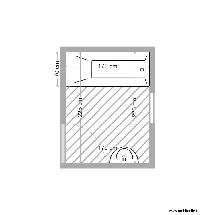 pave apr&egrave;s travaux. Plan de 1  et 4 m²