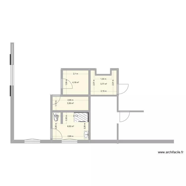 New Salle de Bain. Plan de 4  et 18 m²