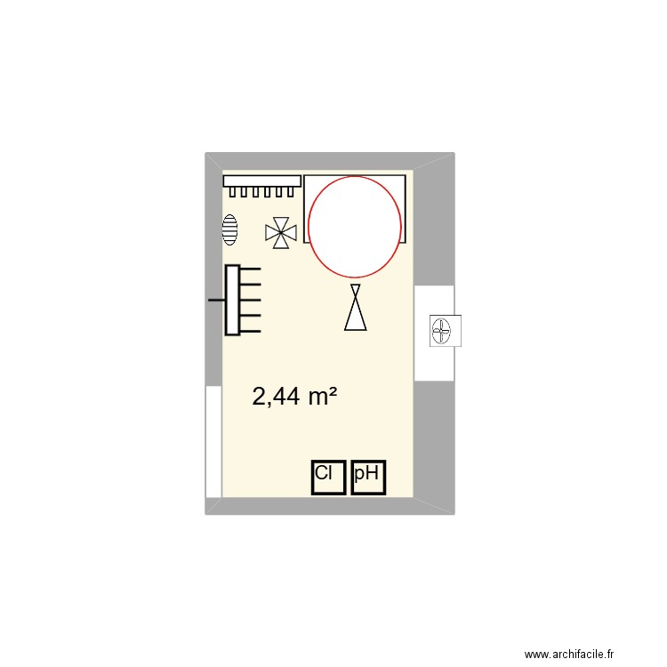 Local Julia Antoine. Plan de 1 pièce et 2 m2