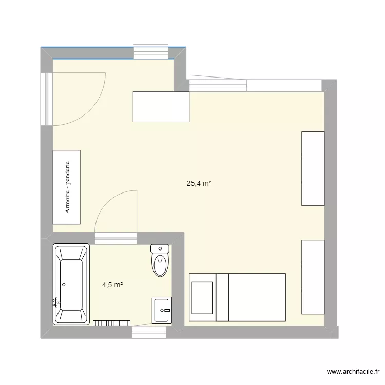 studio chantal nouveau plan sans modification de structure. Plan de 0 pièce et 0 m2