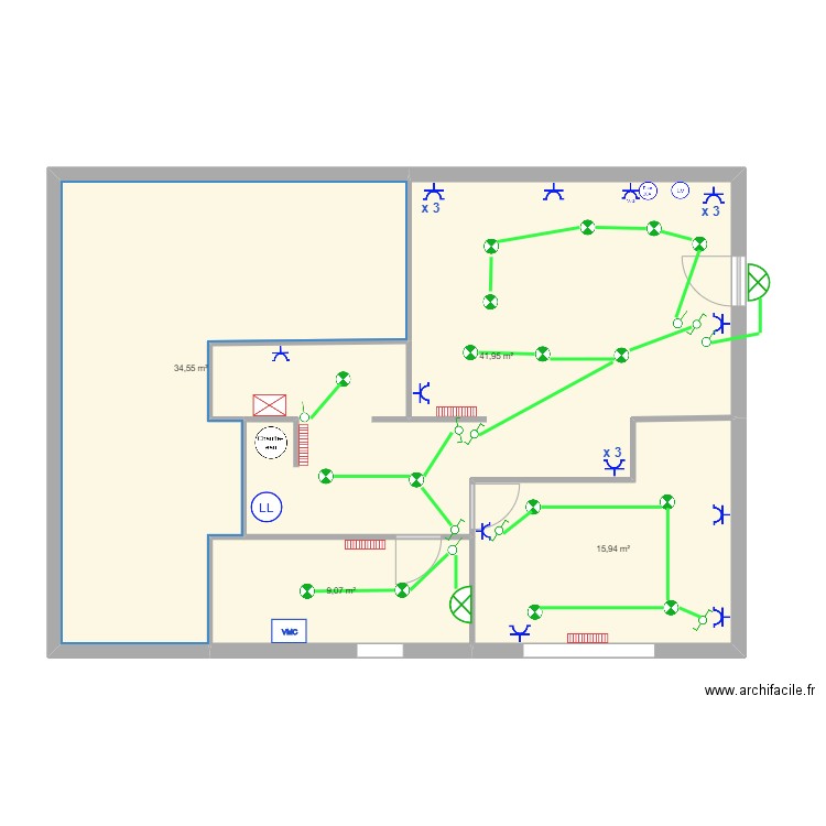 Antoine Velasco. Plan de 4 pièces et 102 m2