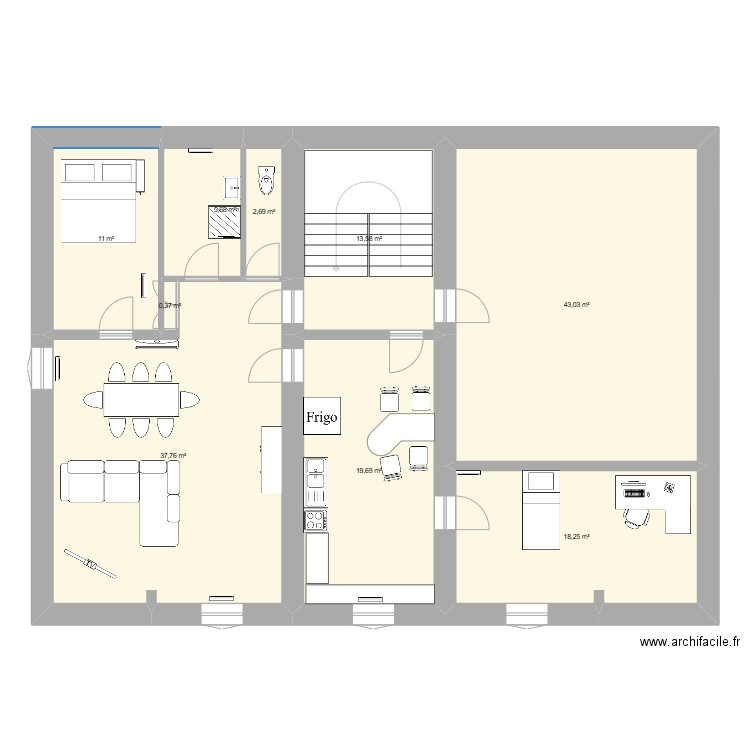Apres travaux. Plan de 9 pièces et 152 m2