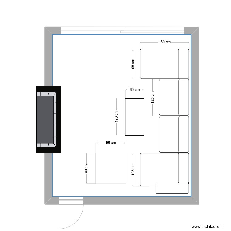 Sense cheminée. Plan de 1 pièce et 24 m2