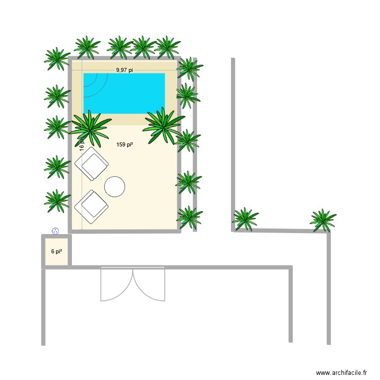 Terrasse don marco. Plan de 2 pièces et 15 m2