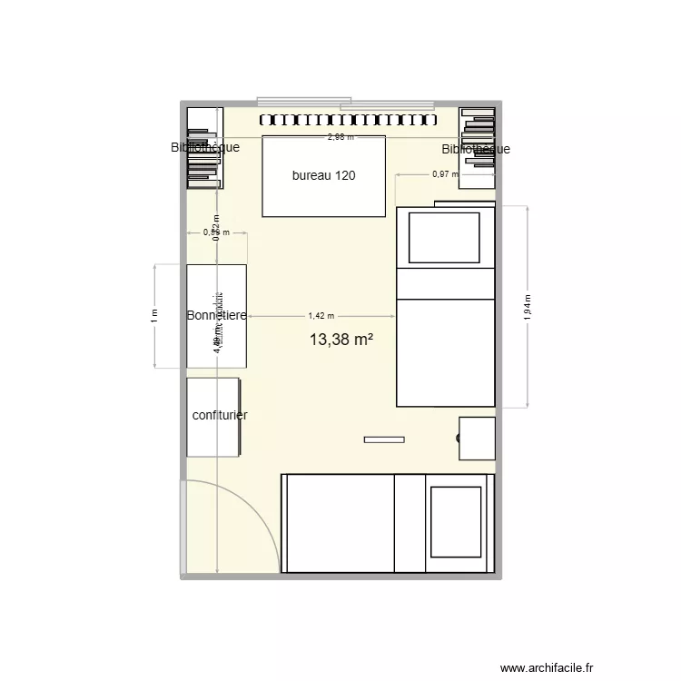 Chambre 2 Ader. Plan de 1 et 13 m² Chambre 2 Ader. Plan de 1 et 13 m²